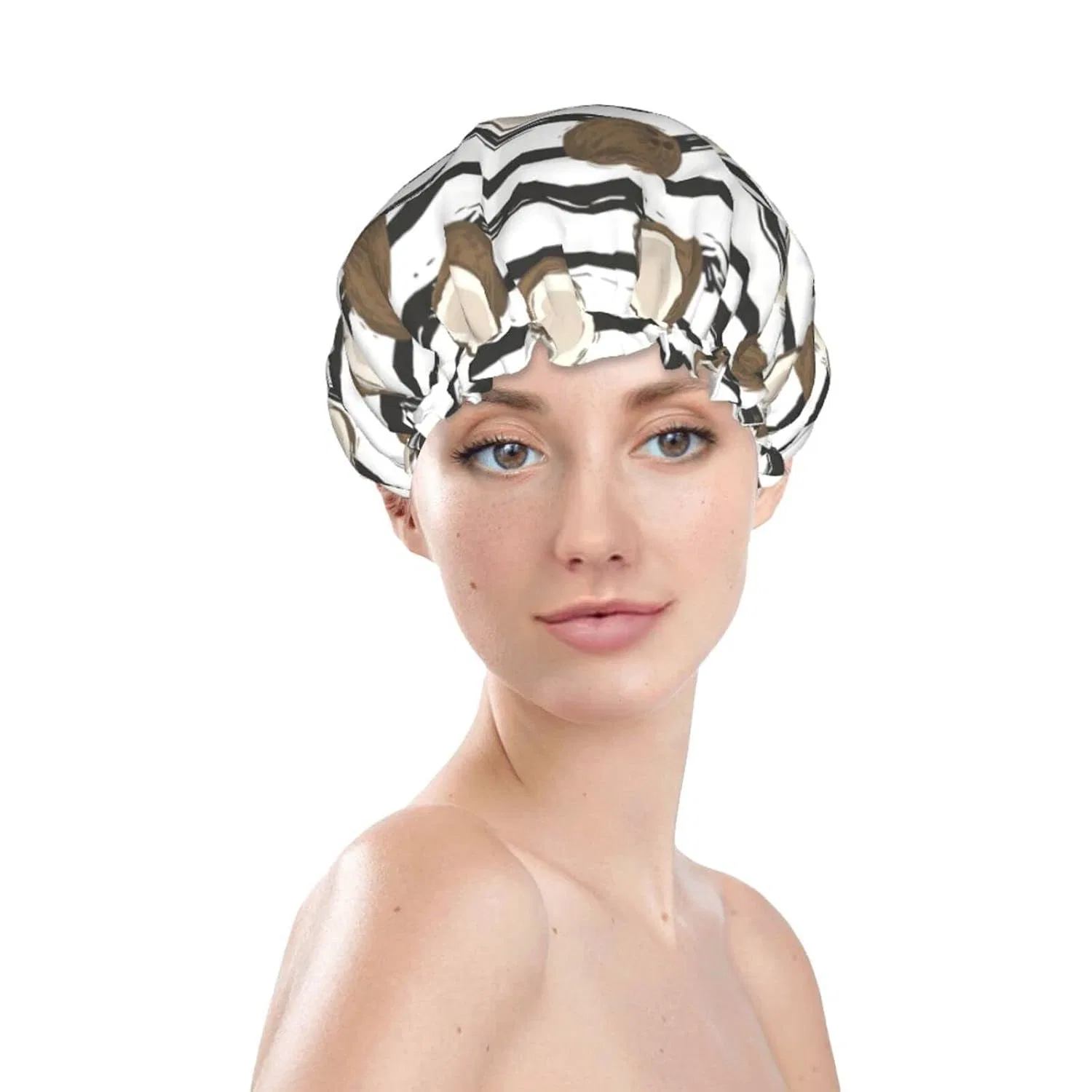 Шапочка для душа Double Layer Waterproof, PanaRL, 27x11 cm, Tropical Fruit Coconut Pattern — фото 3