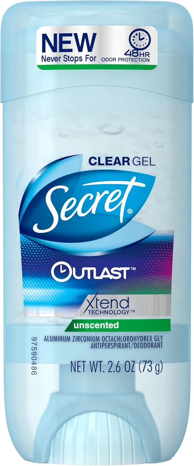 Антиперспирант-дезодорант гелевый Secret Outlast Unscented, 2 упаковки по 74 г, 2.6 fl oz