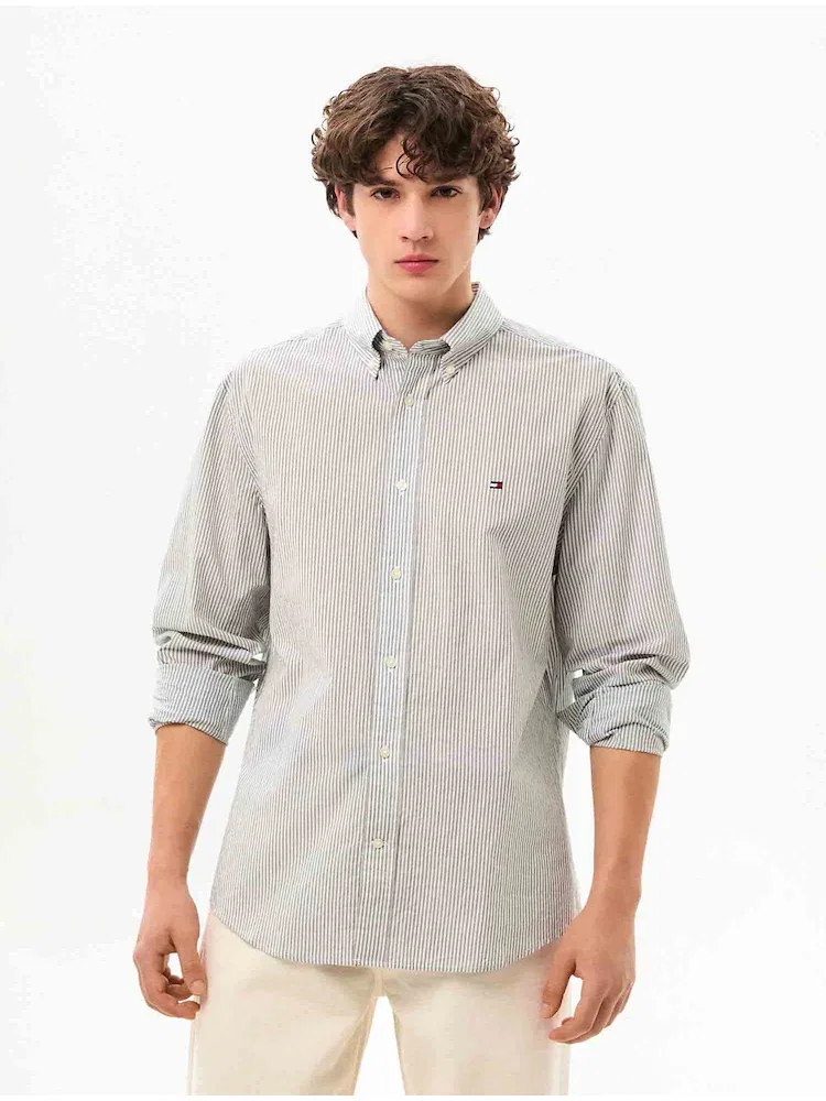 Рубашка с длинным рукавом полосатая Easy Care TOMMY HILFIGER, Green