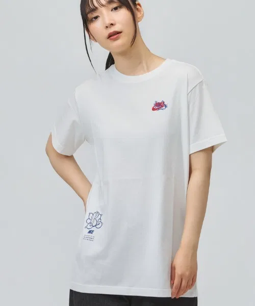 Женская футболка с коротким рукавом, хлопковая, с принтом NIKE, Off White — фото 2