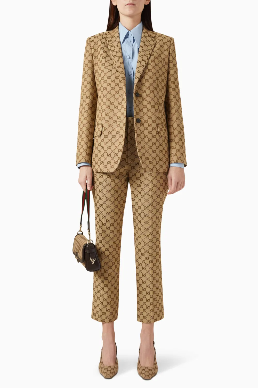 Жакет из хлопковой смеси GG Monogram Gucci, бежевый — фото 2