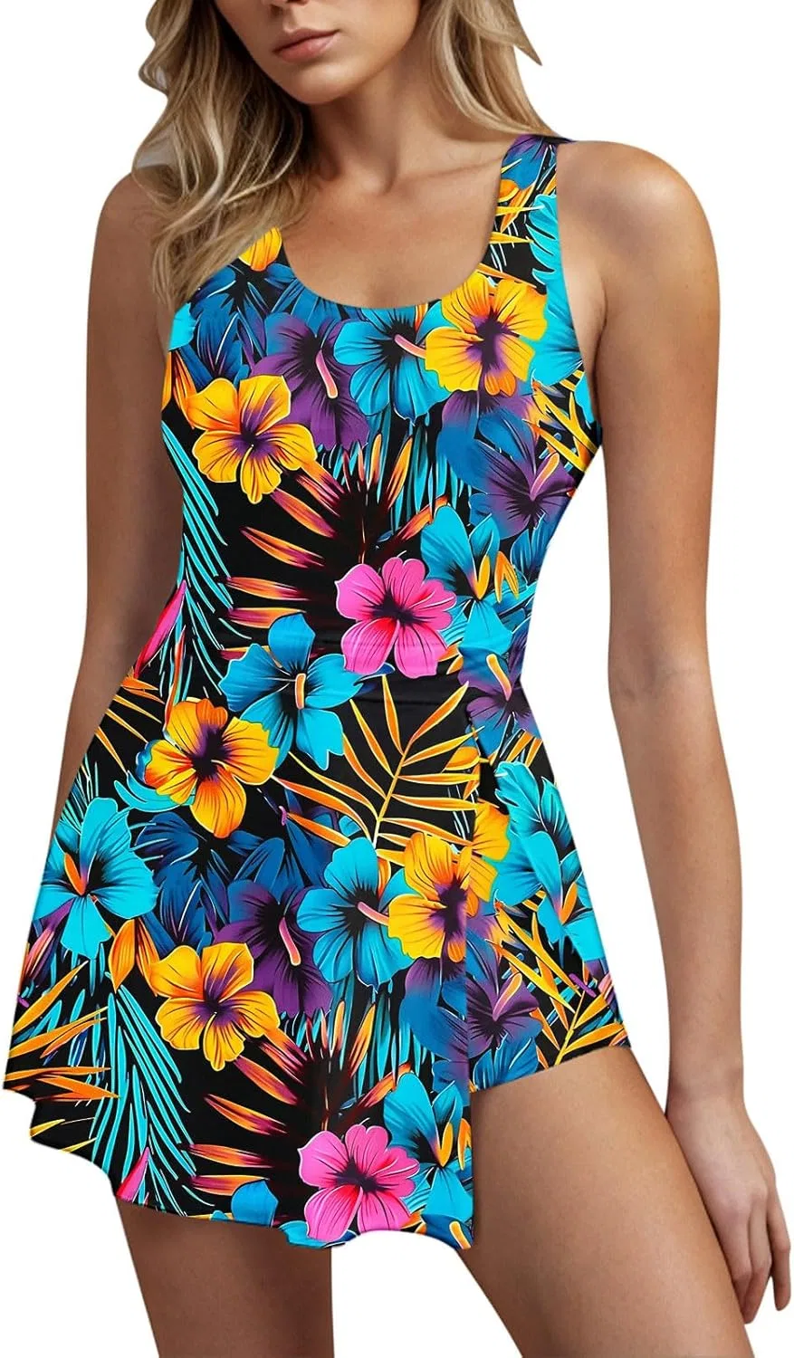 Женский танкини с утяжкой живота Split Swimdress, Multicolor