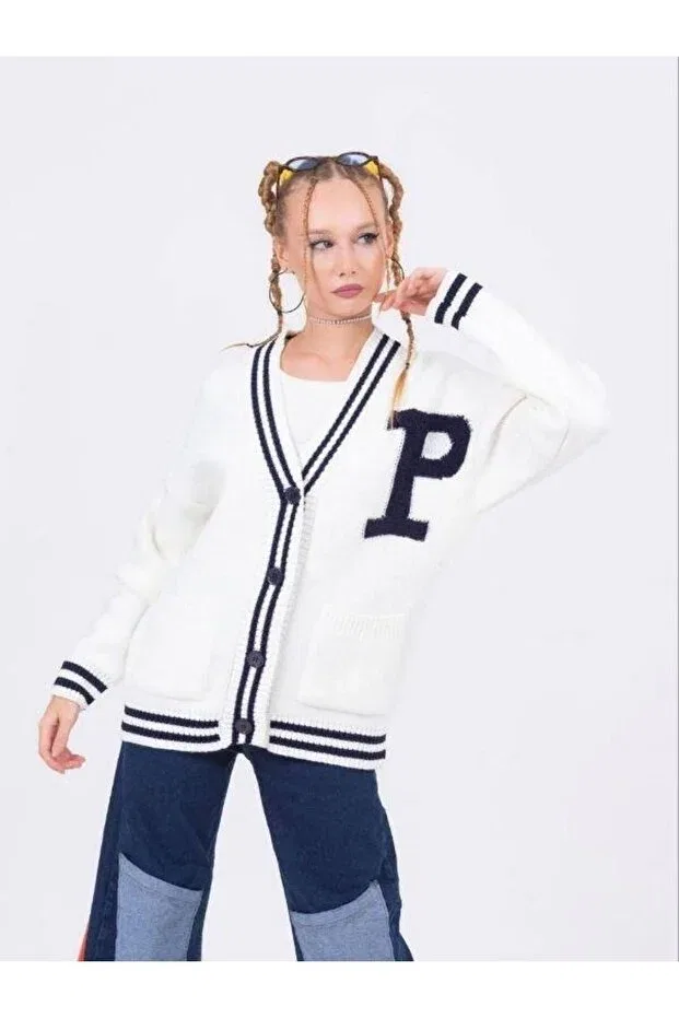 Детский кардиган для девочек с пуговицами College cardigan Zekids, Cream