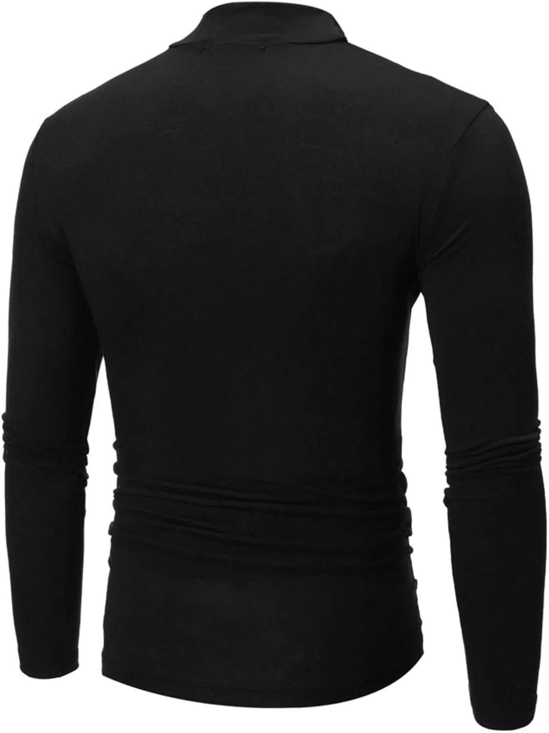 Мужская утепленная футболка с воротом-стойкой Solid Color, Black — фото 4