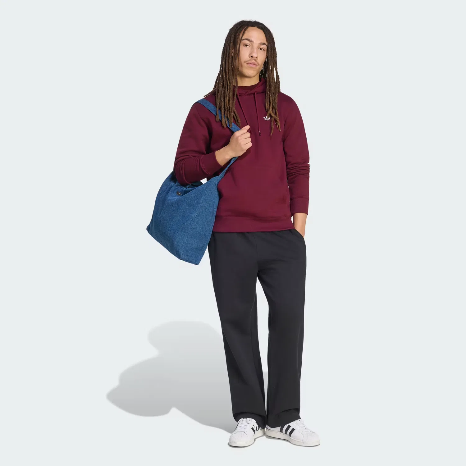 Мужское худи с капюшоном на шнурке Trefoil Essentials Adidas Originals, бордовый — фото 4