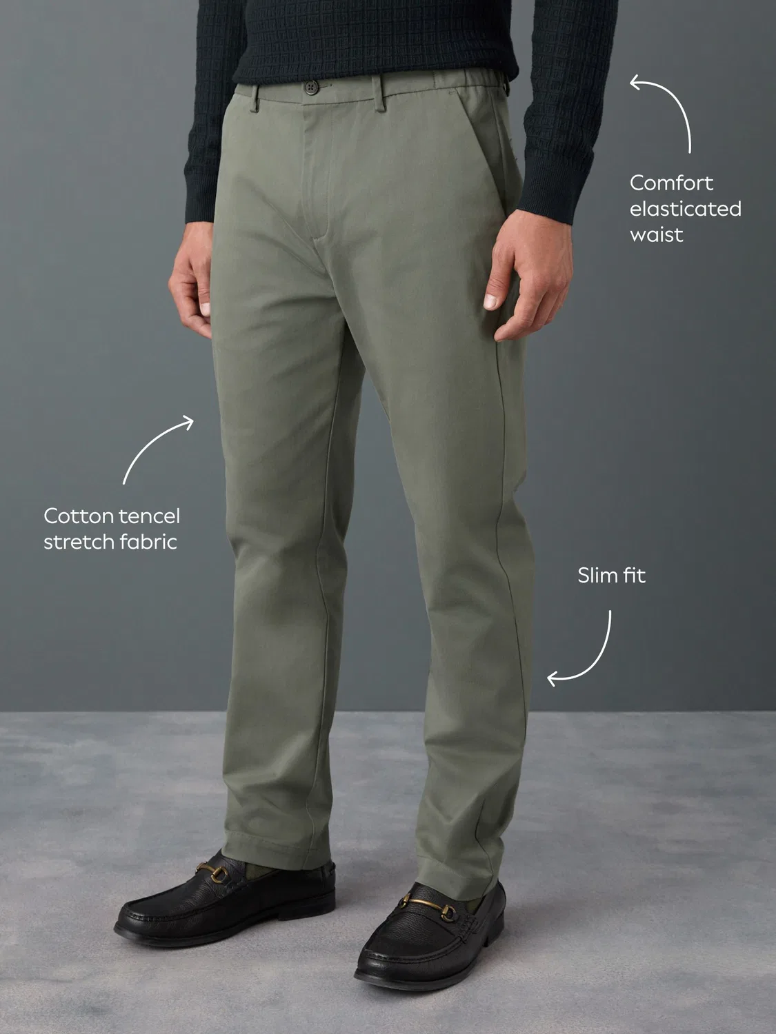 Чинос Slim Fit, модель Premium Smart Cotton TENCEL Lyocell Blend Next, зеленый — фото 4