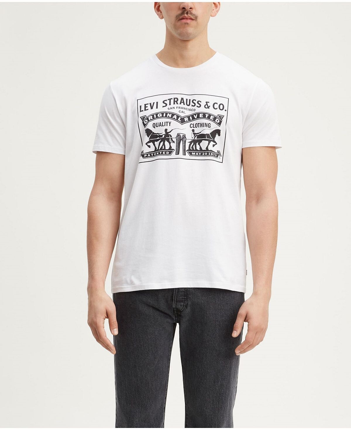 

Мужская футболка с круглым вырезом стандартного кроя с графикой 2-horse Levi's, белый