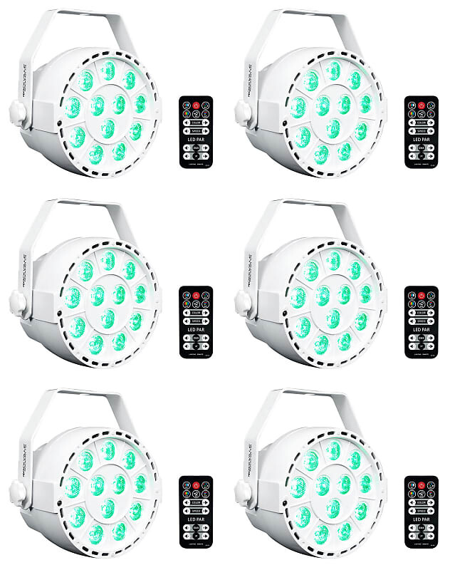 

6) Rockville RockPAR TRI LED RGB Compact Par Can DJ DMX Wash Lights+Remote White (6) ROCKPAR TRI WHITE
