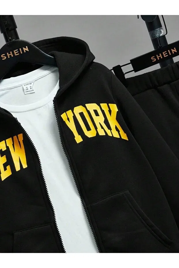 Детский комплект спортивного костюма с принтом Keywest, Black Yellow — фото 4
