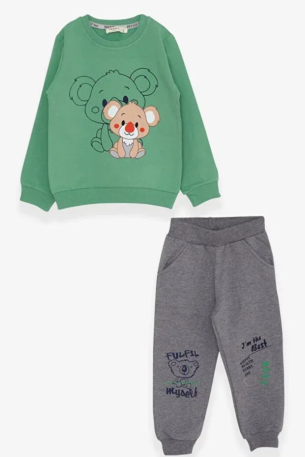 Детский спортивный костюм для мальчиков с принтом Koala Printed Breeze, Mint Green
