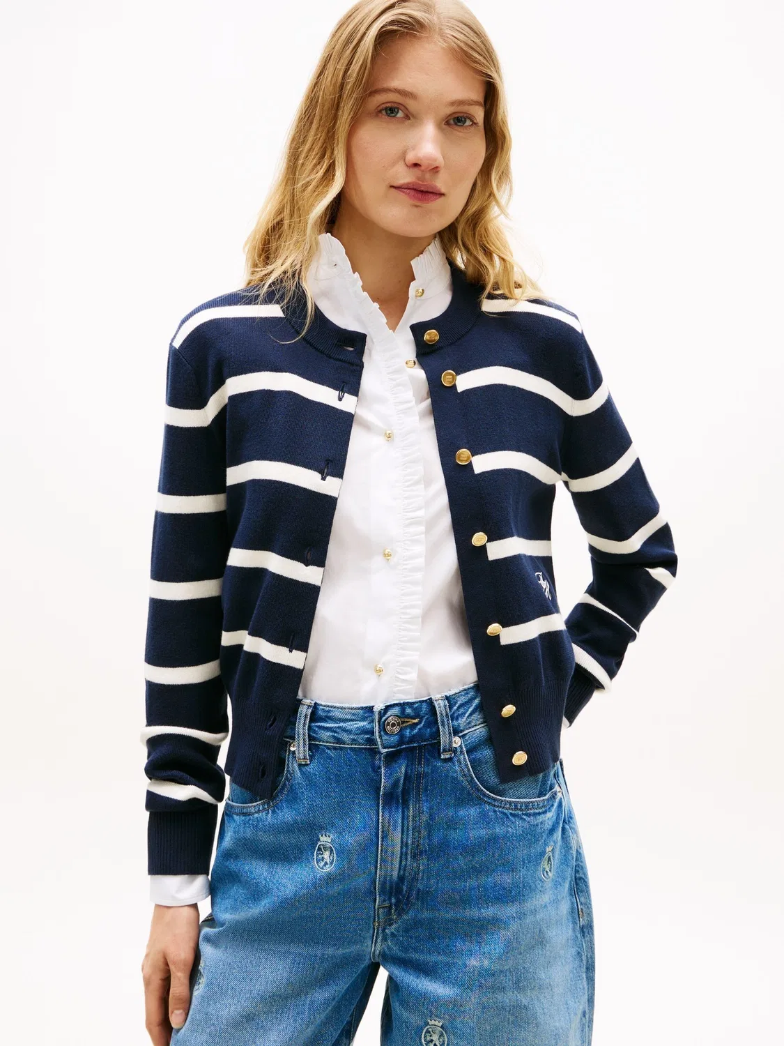 Кардиган с вышивкой, Regular Fit Tommy Hilfiger, синий
