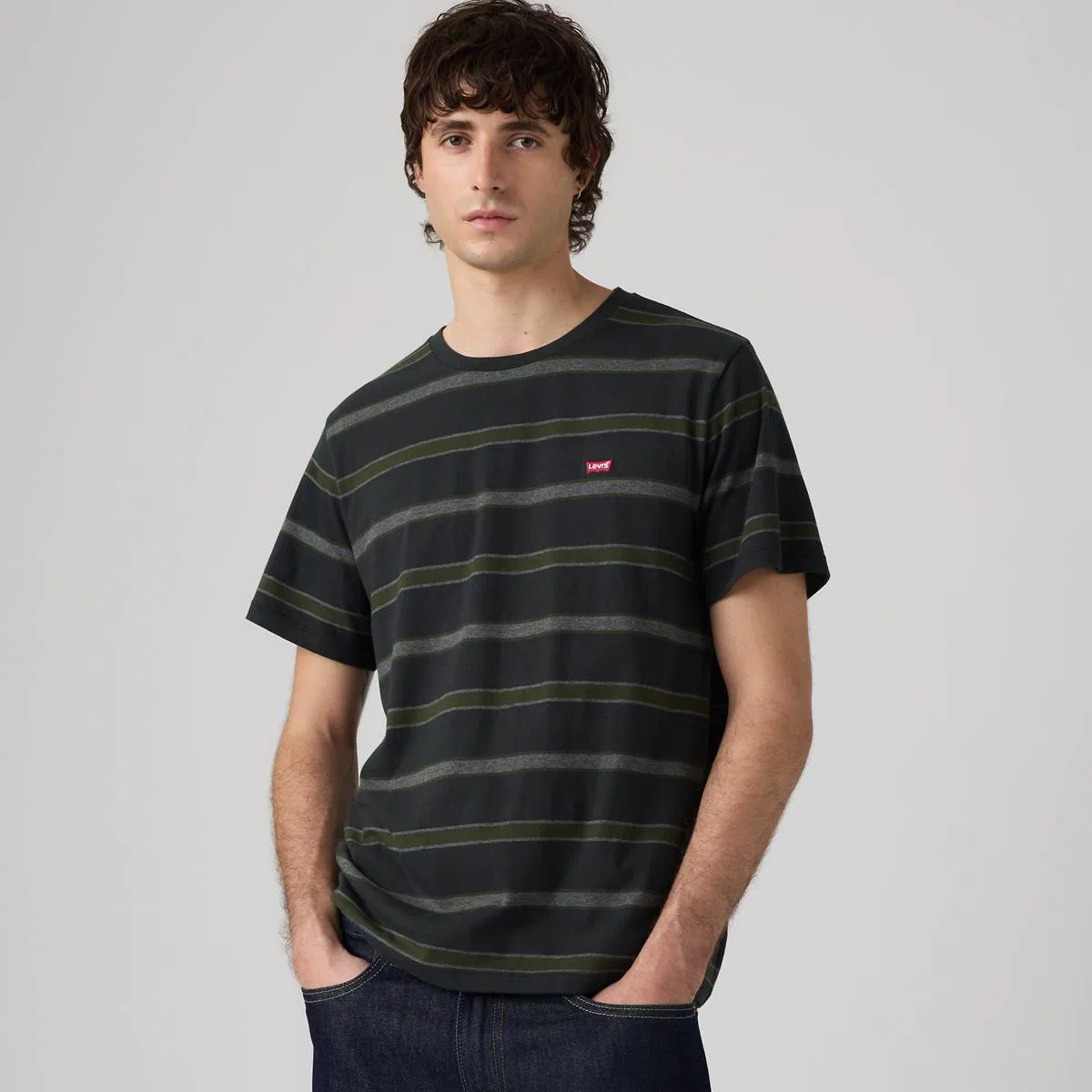 Классическая фирменная футболка Levi's, Nik Stripe Jet Black - Black
