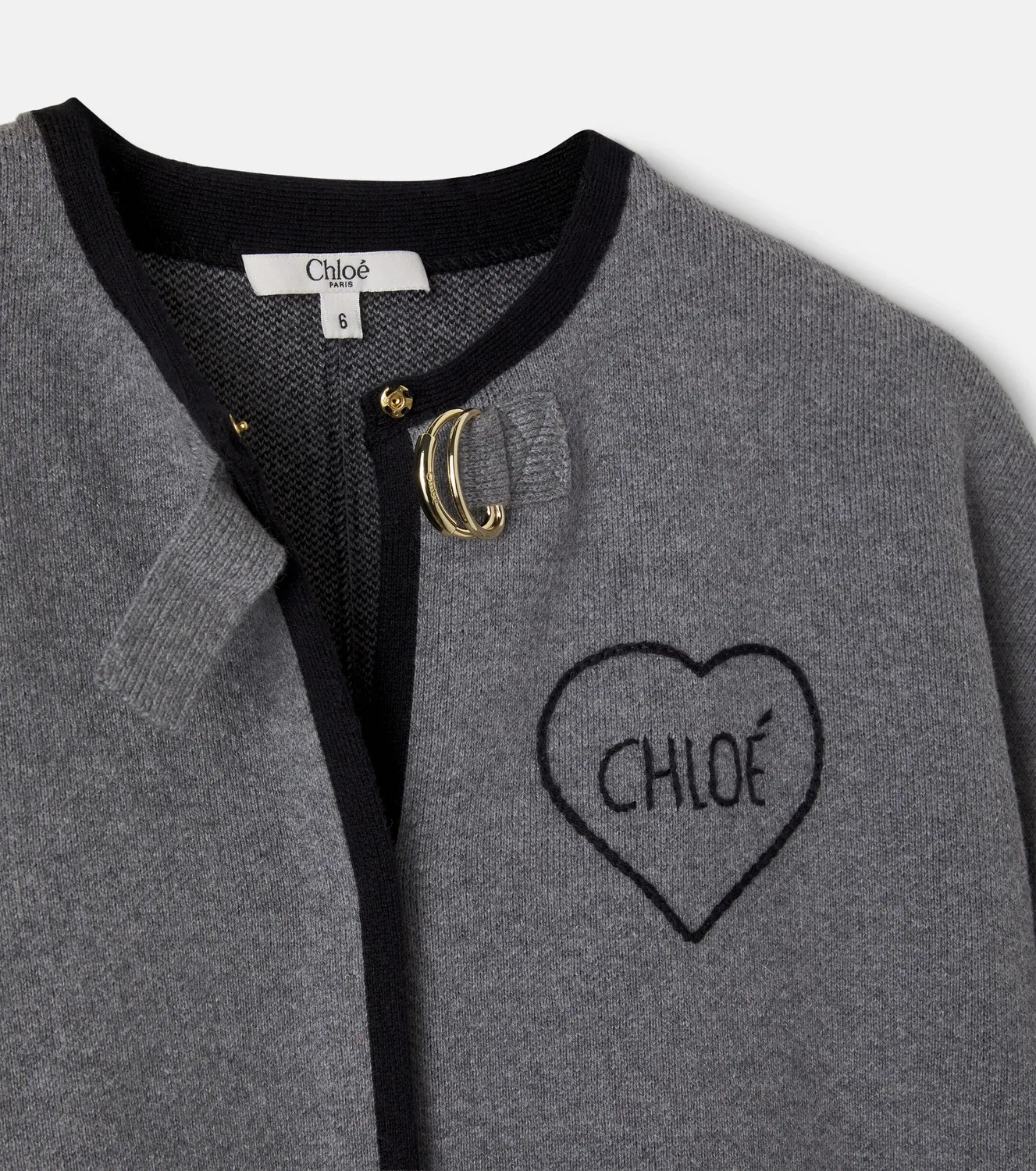 Накидка хлопковая и шерстяная Chloé Kids, серый — фото 4