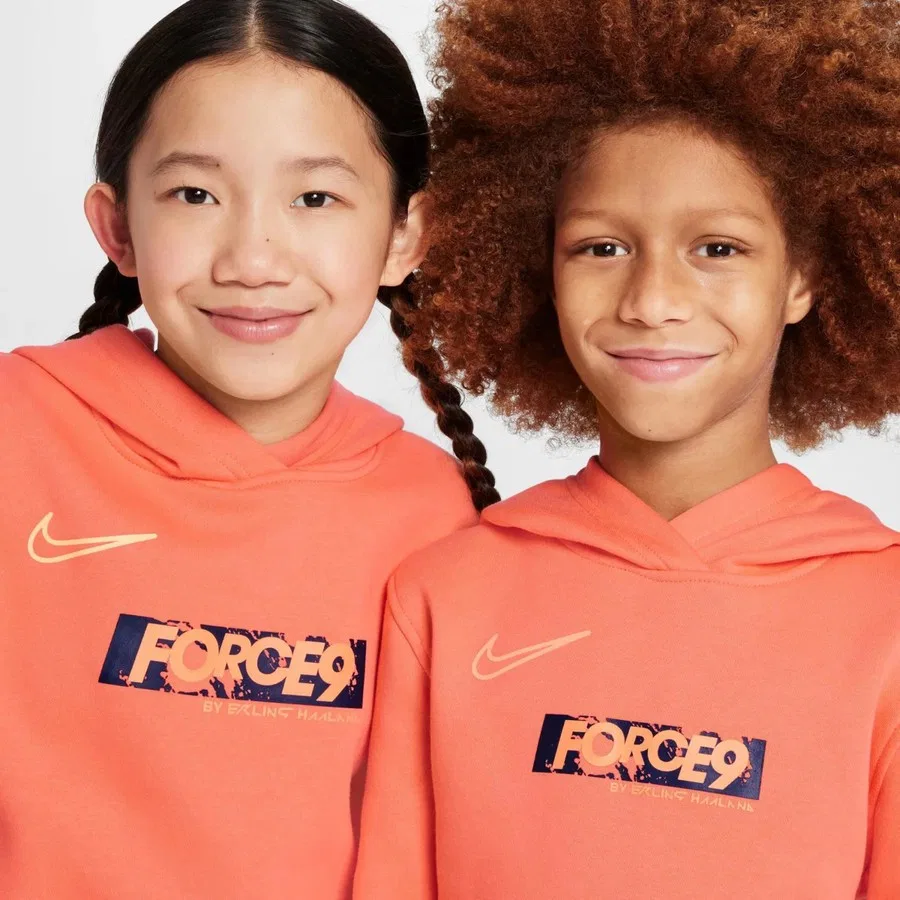 Детский свитшот с капюшоном и принтом Erling Haaland Club Fleece Hoodie Nike, Оранжевый — фото 2