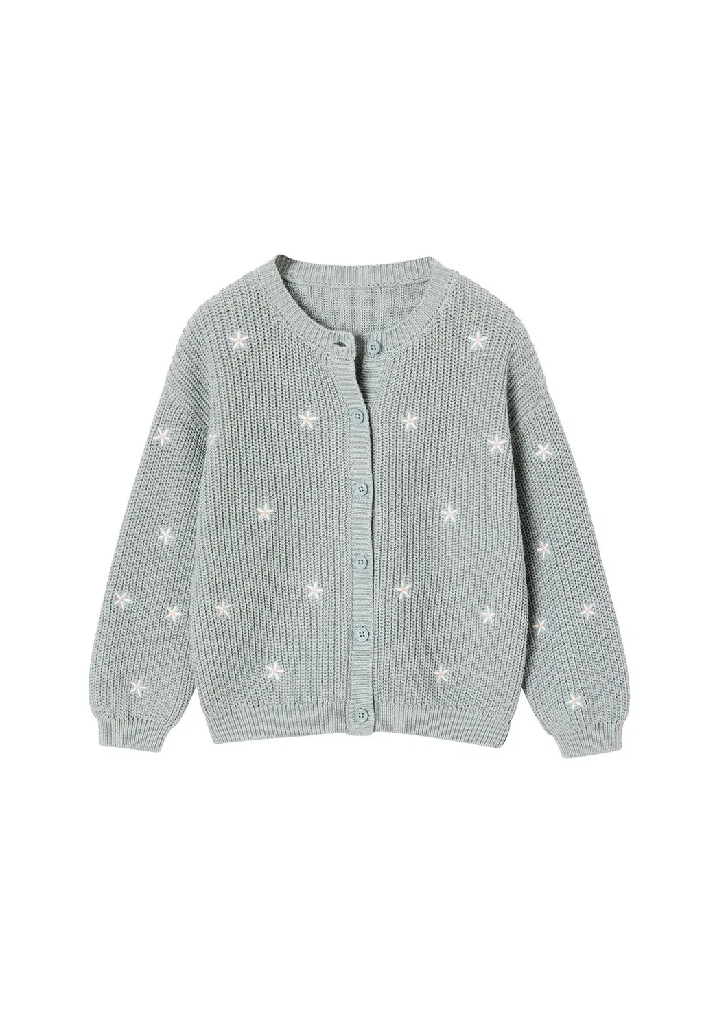 Mädchen strickjacke mit kleinenstickereien - кардиган Vertbaudet, Graublau