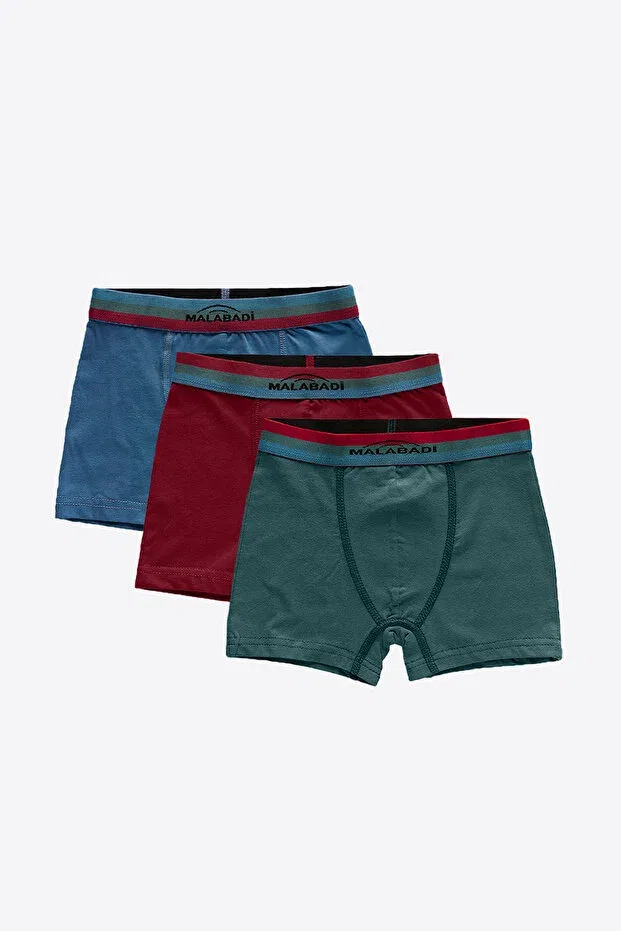 Детские трусы для мальчиков хлопковые 3 шт Malabadi, Green-Burgundy-Blue