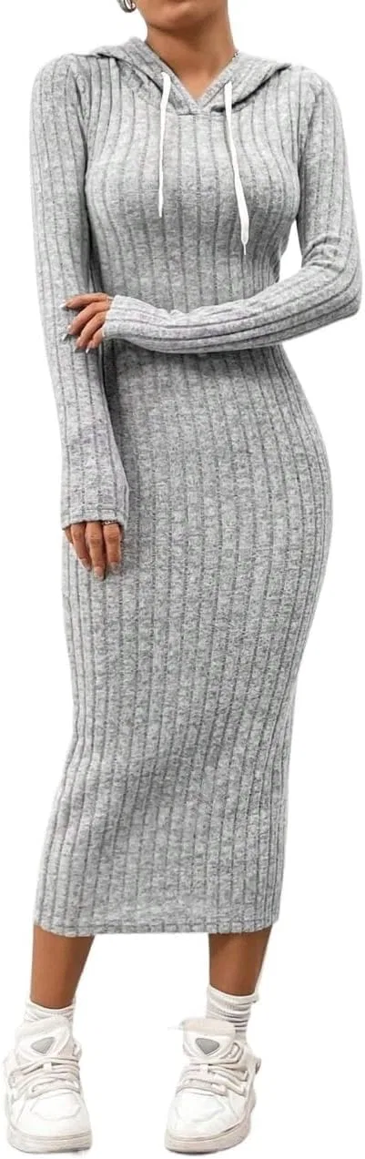 Женское повседневное платье с капюшоном Bodycon, Gray