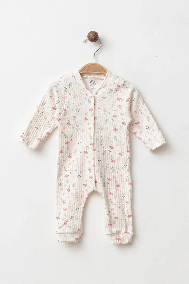 Детский комбинезон для новорожденных с длинным рукавом Baby flower garden Yukobaby Bebeğiniz Için En Doğalı, Ecru