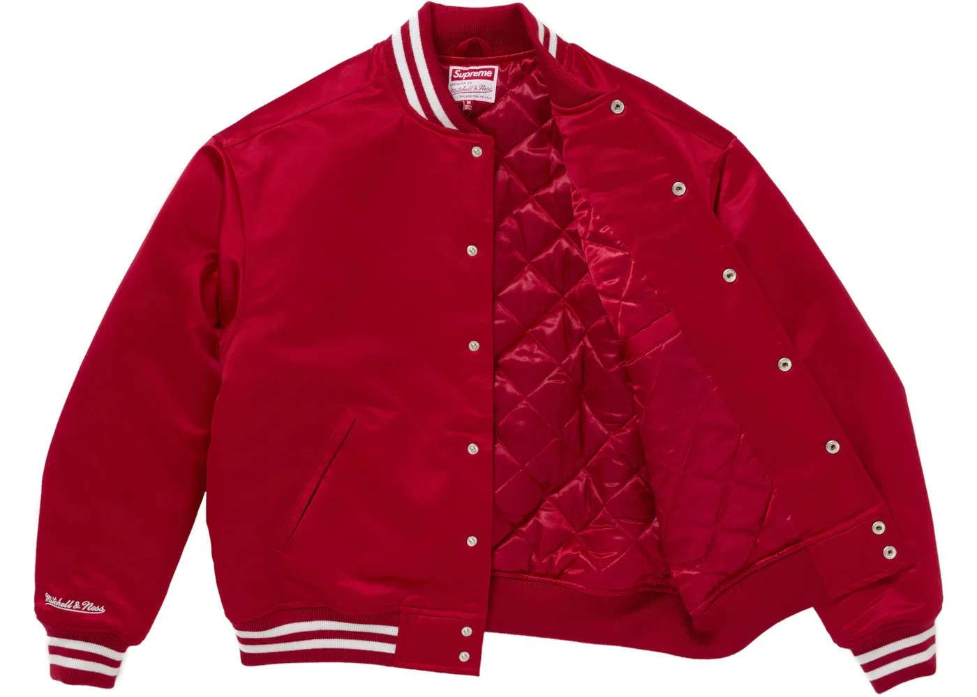 Мужская куртка-бомбер из сатина Mitchell & Ness Supreme, Red — фото 2