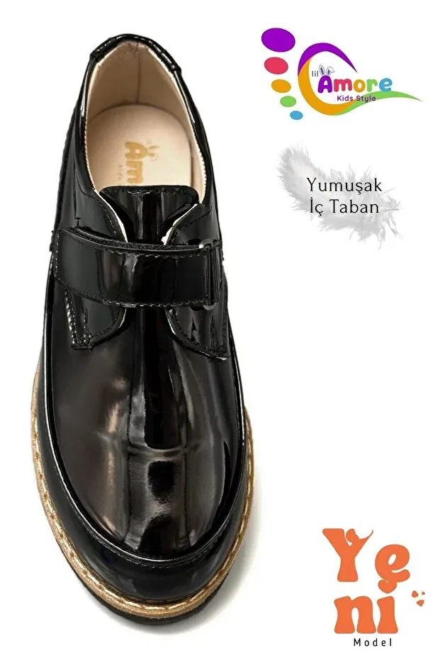 Детские туфли для мальчиков с коротким каблуком Lil Amore, Patent Leather Black — фото 4