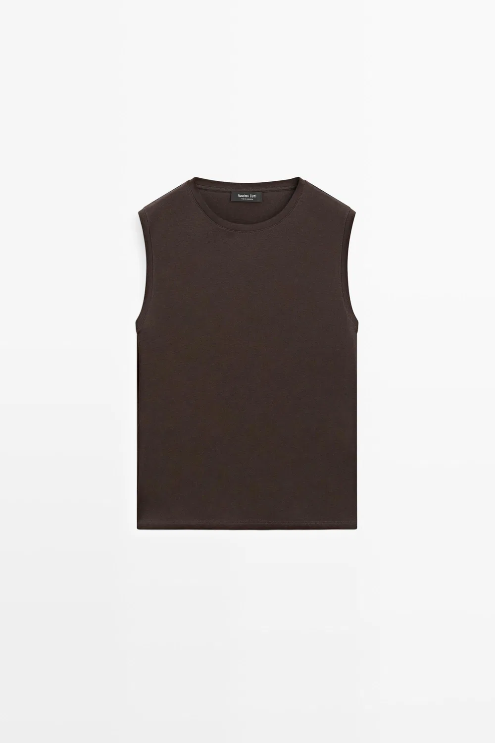 Топ Massimo Dutti 100% Cotton Sleeveless, коричневый — фото 2