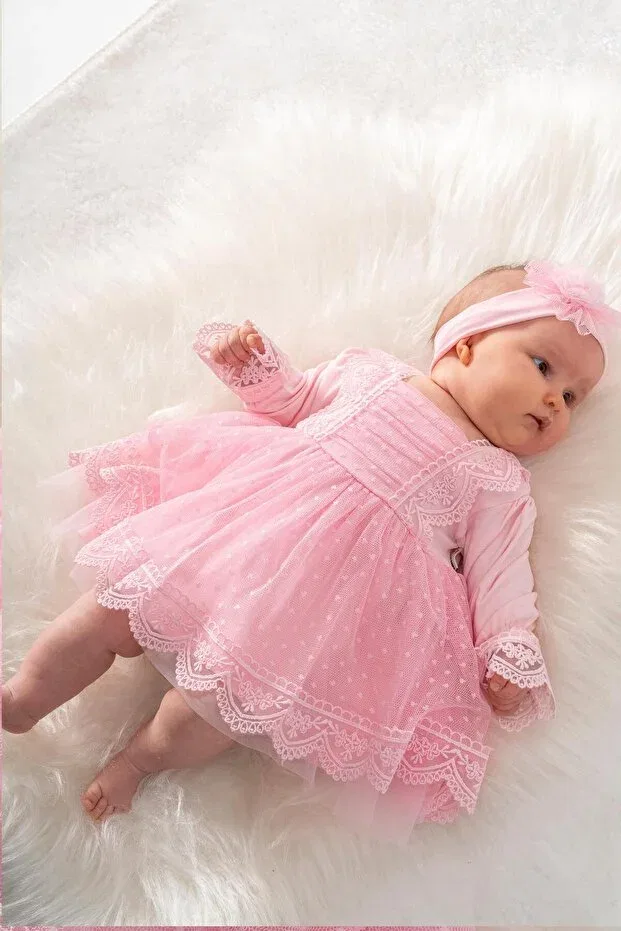 Детское платье для девочек кружевное Mevlüt Dress Sitilin, Pink