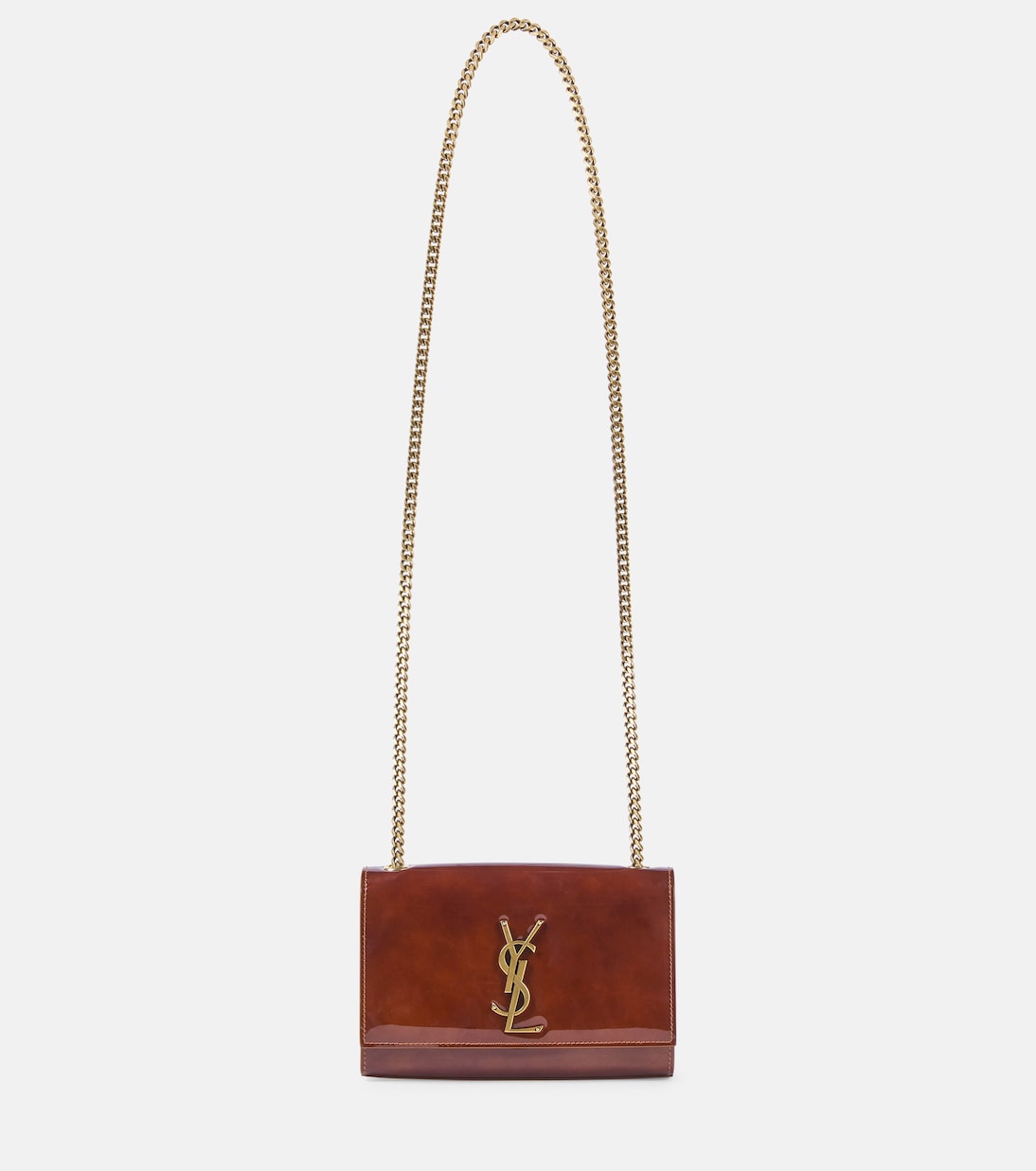 

Кошелек на цепочке Kate Small из лаковой кожи Saint Laurent, Baby Brown
