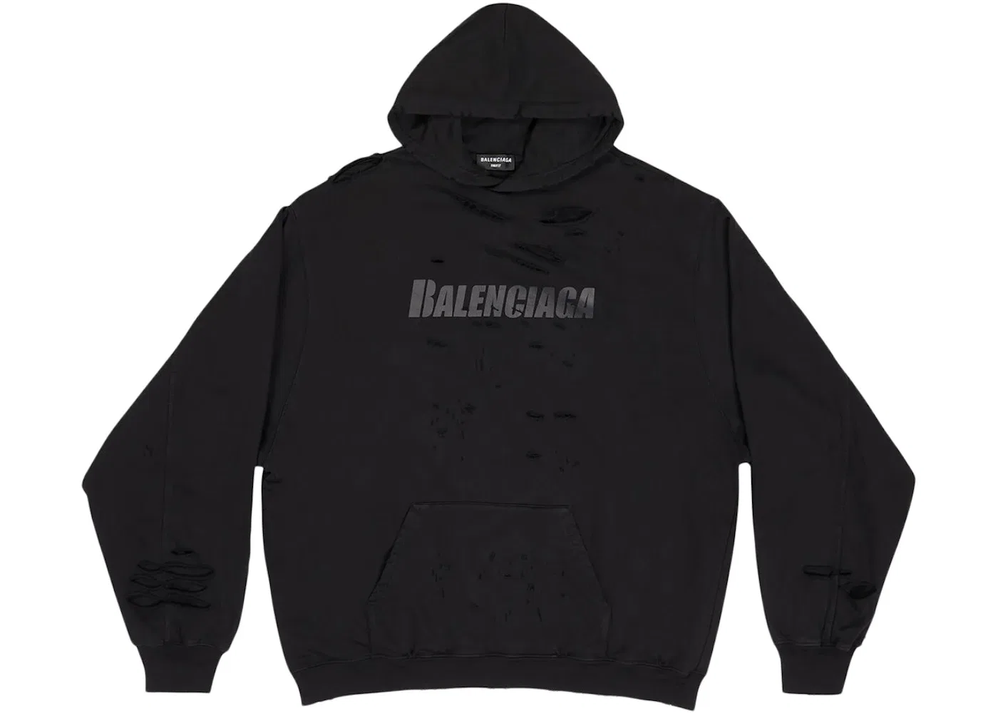 Мужской худи оверсайз с принтом Caps Destroyed Balenciaga, Black/Black
