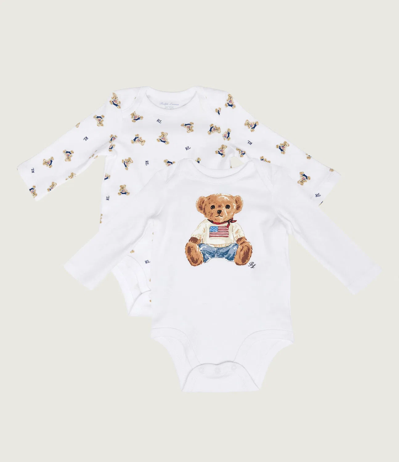 Комплект боди из хлопка Polo Ralph Lauren, белый