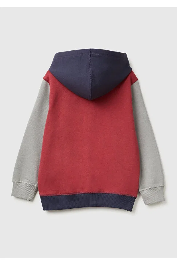 Детское для мальчиков свитшот с принтом United Colors Of Benetton, Burgundy-Grey — фото 2