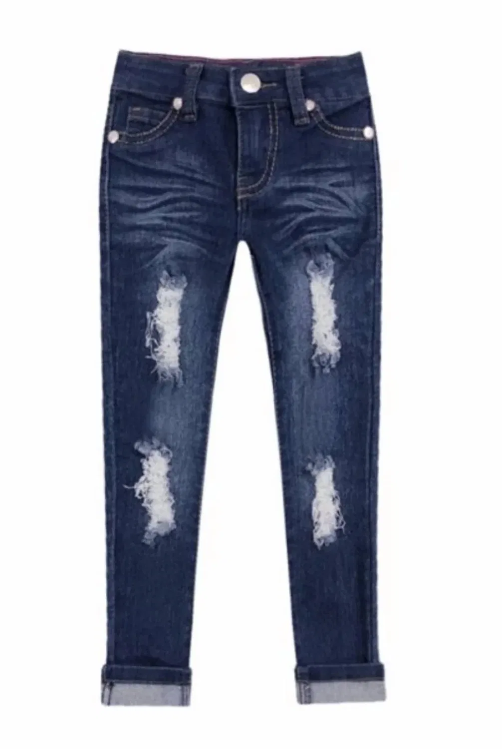 Детские джинсы для девочек с потертостями Night Sky Distressed Jeans Angie, Dark Wash — фото 2