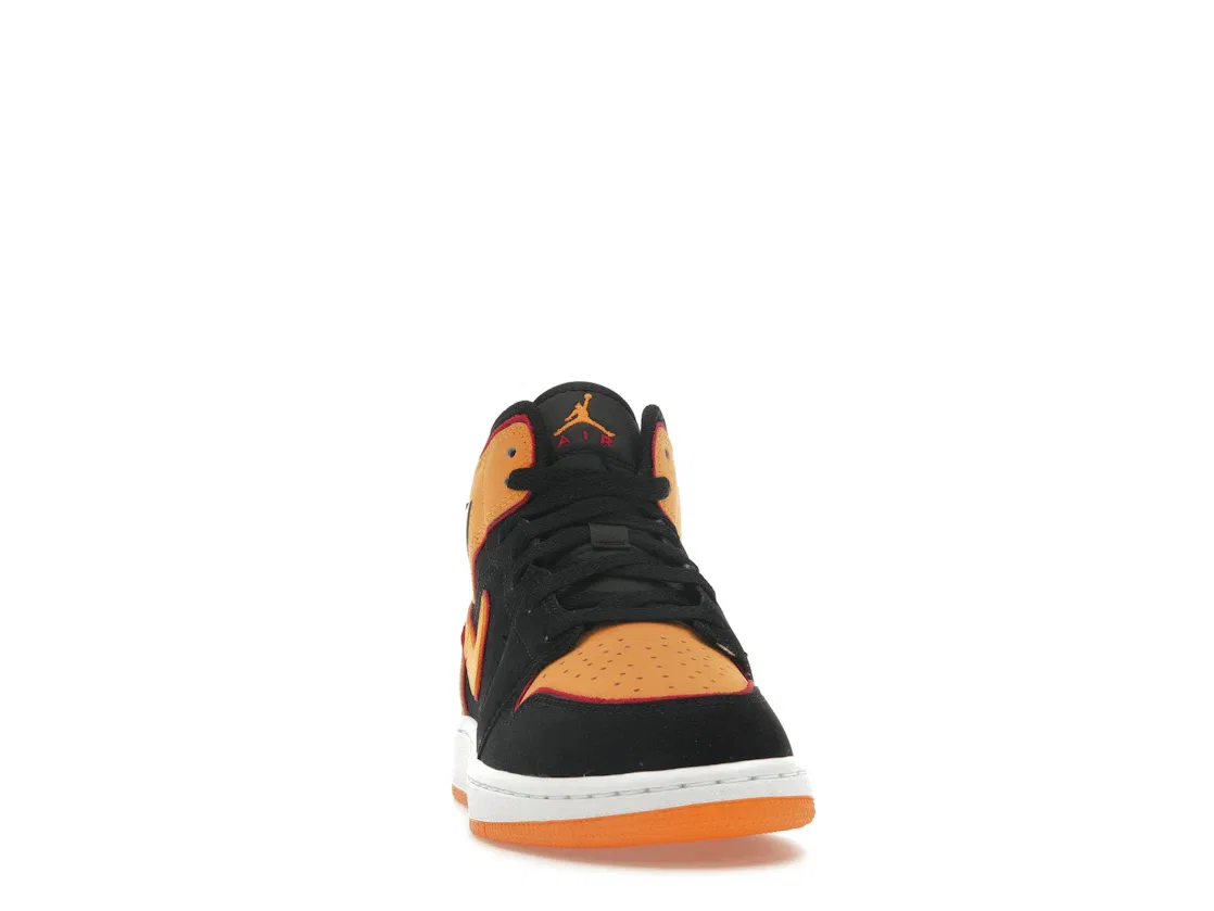 Детские кроссовки для мальчиков и девочек с классическим дизайном Jordan 1 Mid SE Jordan,: Black/Cardinal Red/White/Vivid Orange — фото 2