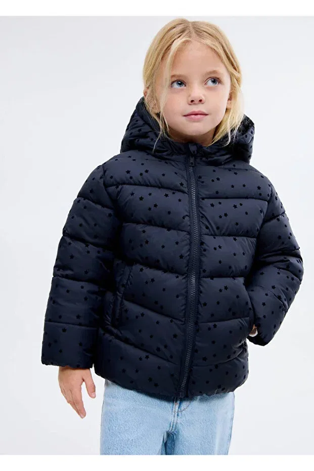 Детское пальто для девочек стеганое Starry Quilted Anorak Mango Baby, Navy Blue