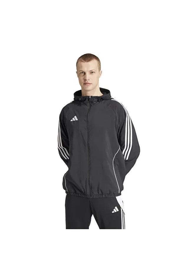 Мужская куртка с капюшоном из полиэстера Tiro 24 Adidas, Black