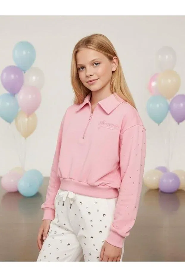 Детские свитшот для девочек с длинным рукавом Zekids, Pink — фото 3