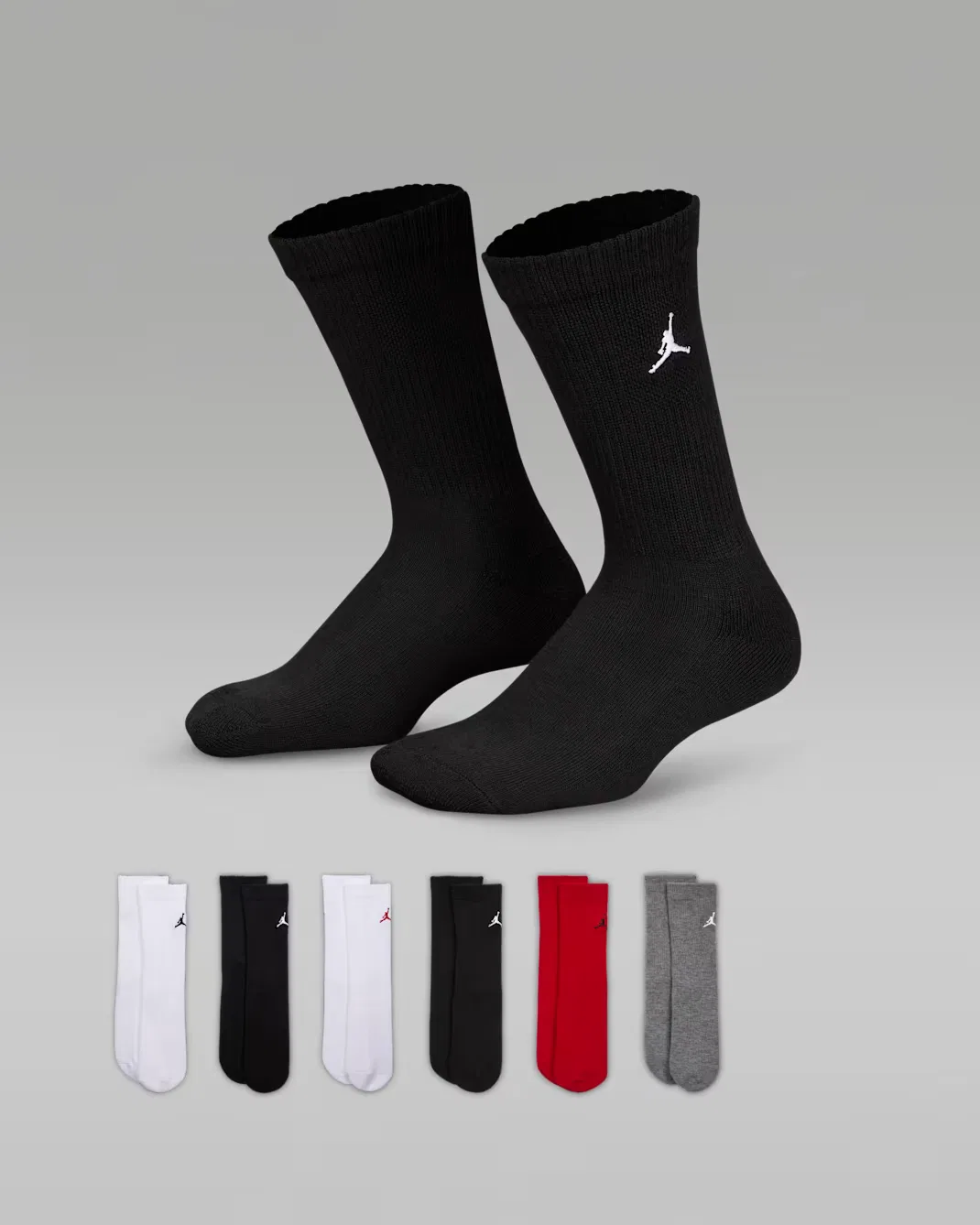 Детские носки средней высоты (6 пар) Jordan Everyday Essentials, Multi-Color/Gym Red/Black