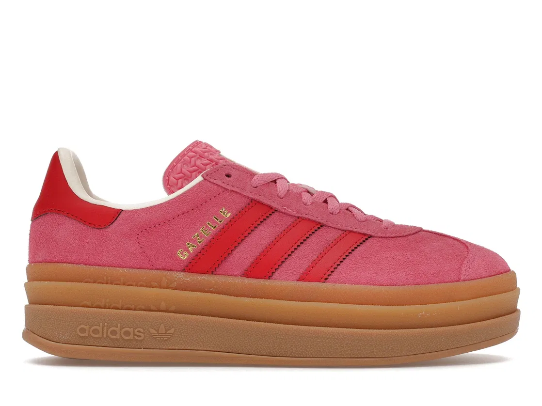 Детские кроссовки lifestyle с прошитыми полосками Adidas Gazelle Bold, Rose Tone Better Scarlet Cream White