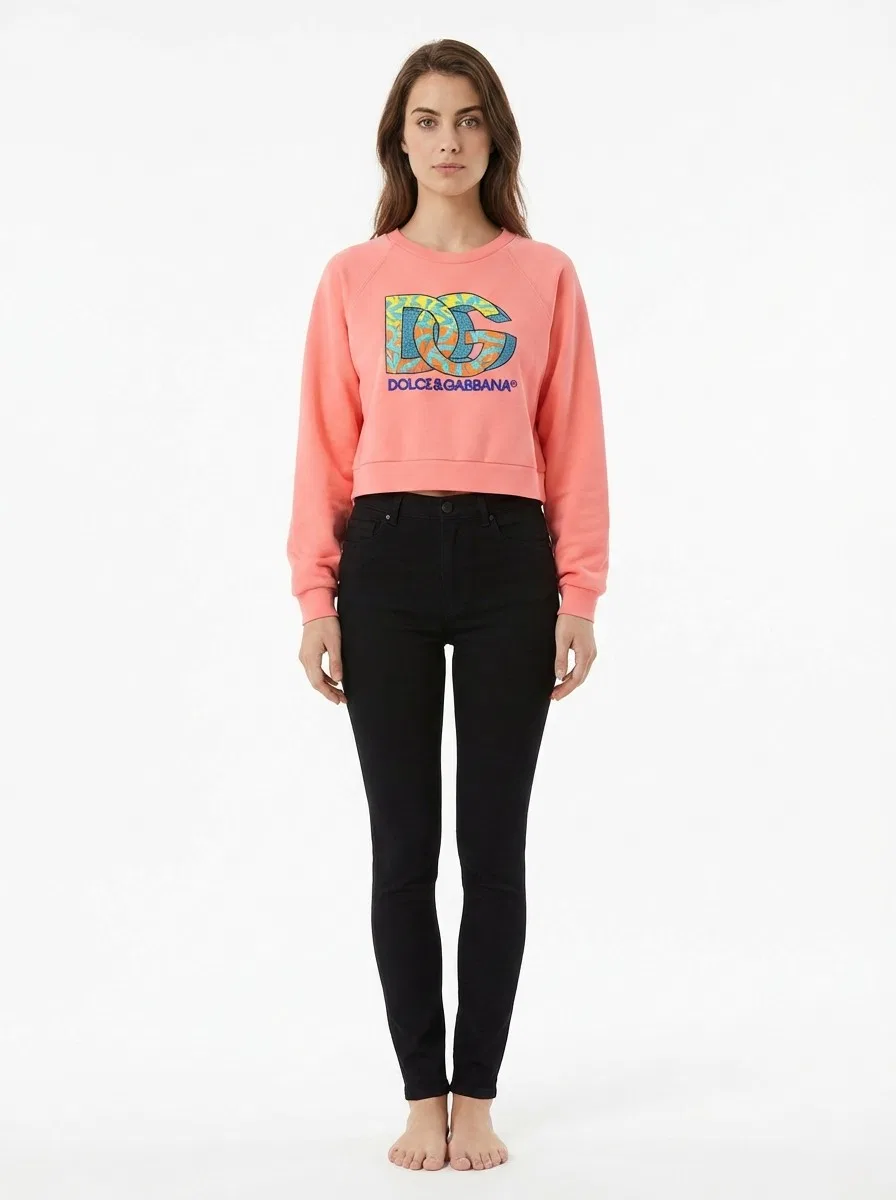 Женский свитшот с принтом Multicolor Cotton Dolce & Gabbana, Multicolor