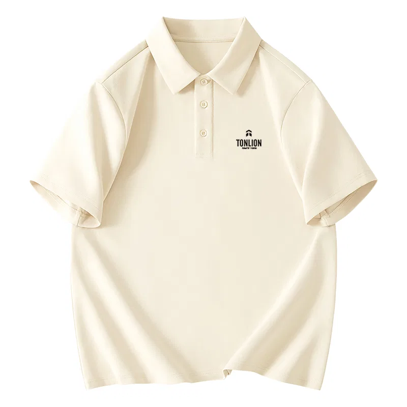 Детское поло с коротким рукавом Tonlion, Цвет: Light Beige (With A Black Shield Badge)