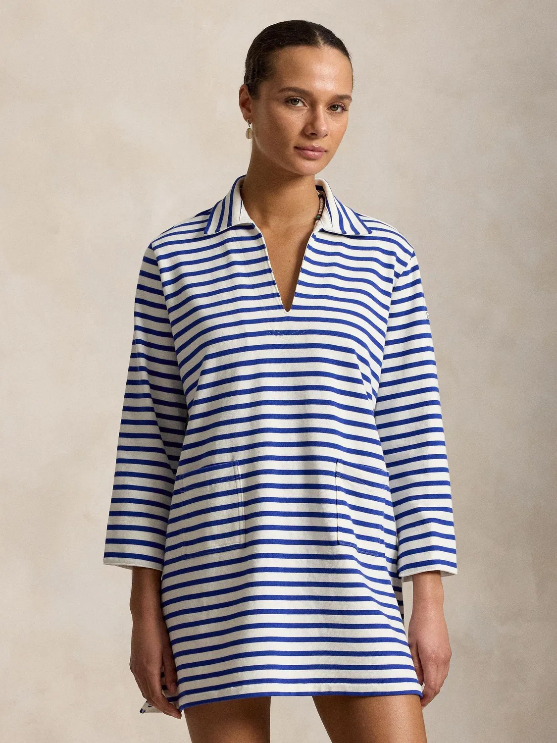 Платье-туника с поло, Heavy Cotton Jersey Striped Polo Ralph Lauren, синий