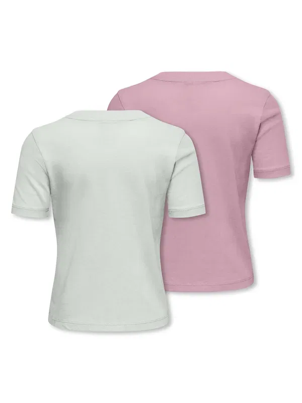 Футболка с принтом Beate tee 2 pack, Only Mini, Romance Rose, Green, зеленый — фото 2