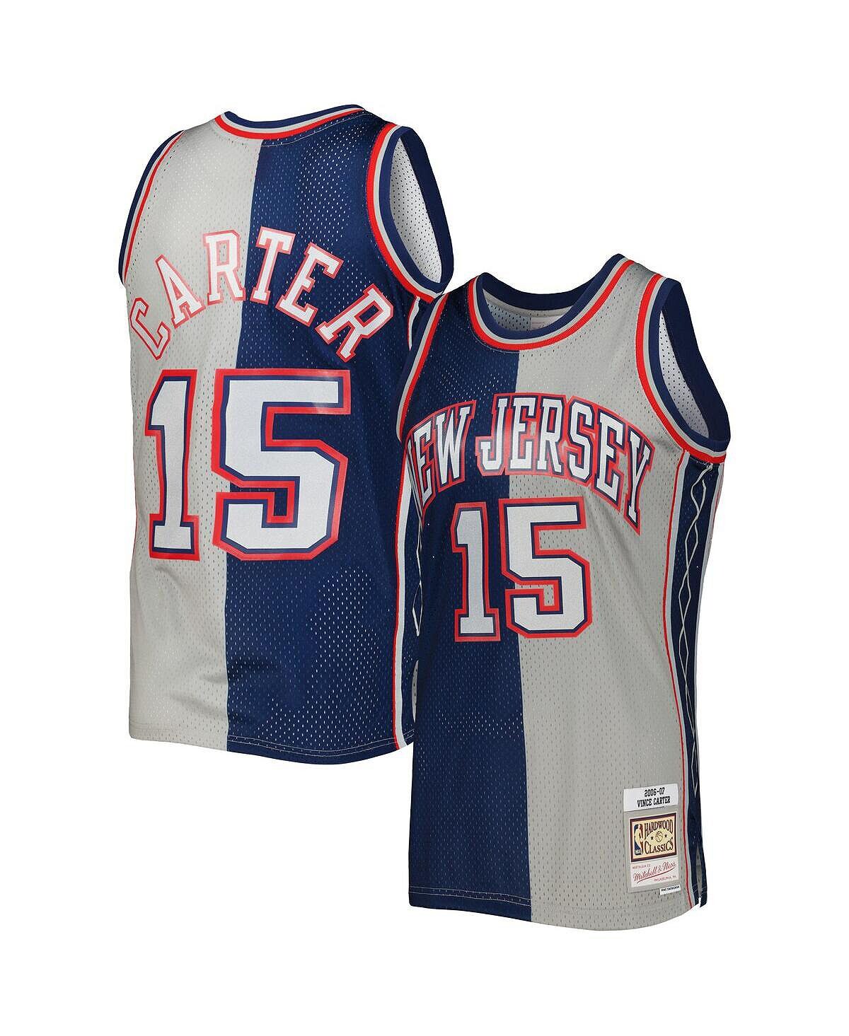 

Мужская vince carter navy, grey new jersey nets hardwood classics 2006-07 split swingman jersey Mitchell & Ness, мульти