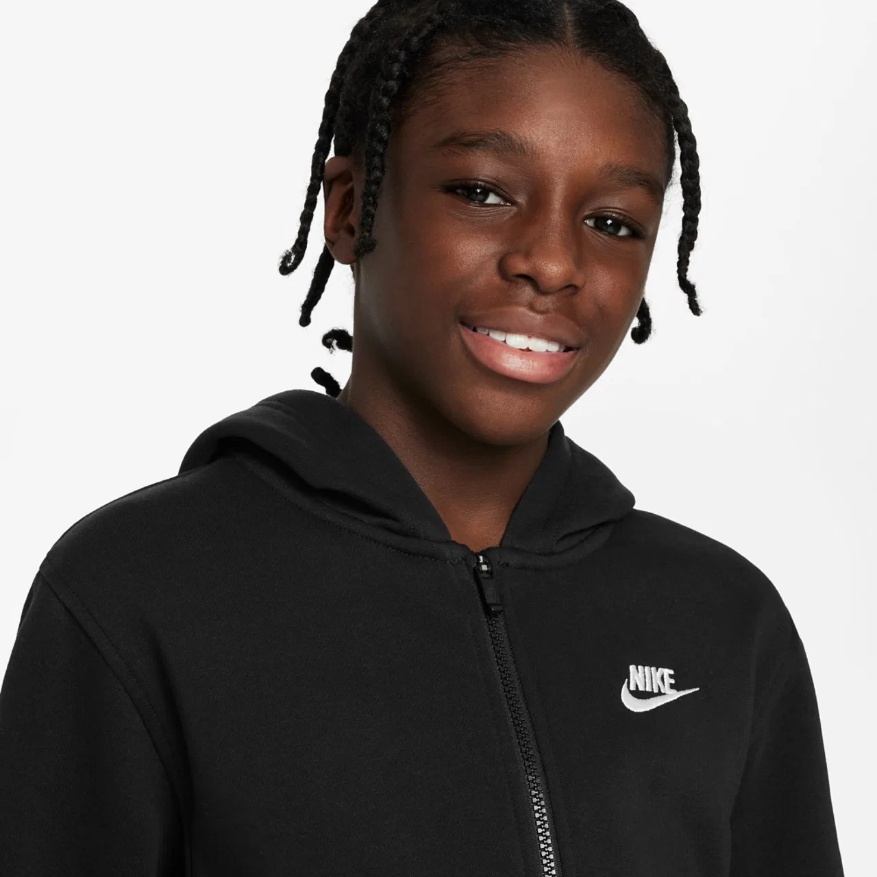 Худи для мальчиков Club Fleece Full-Zip LBR Nike, черный/белый — фото 3