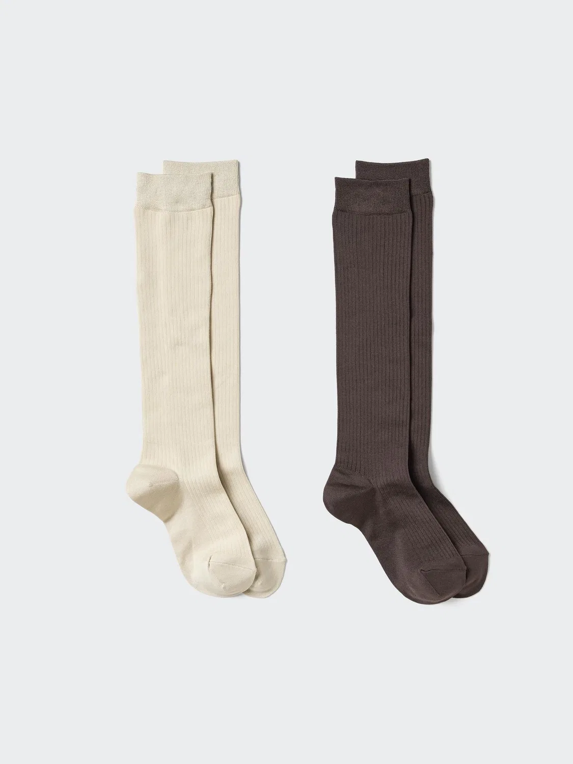 Носки Uniqlo, высокие, в рубчик, натуральный