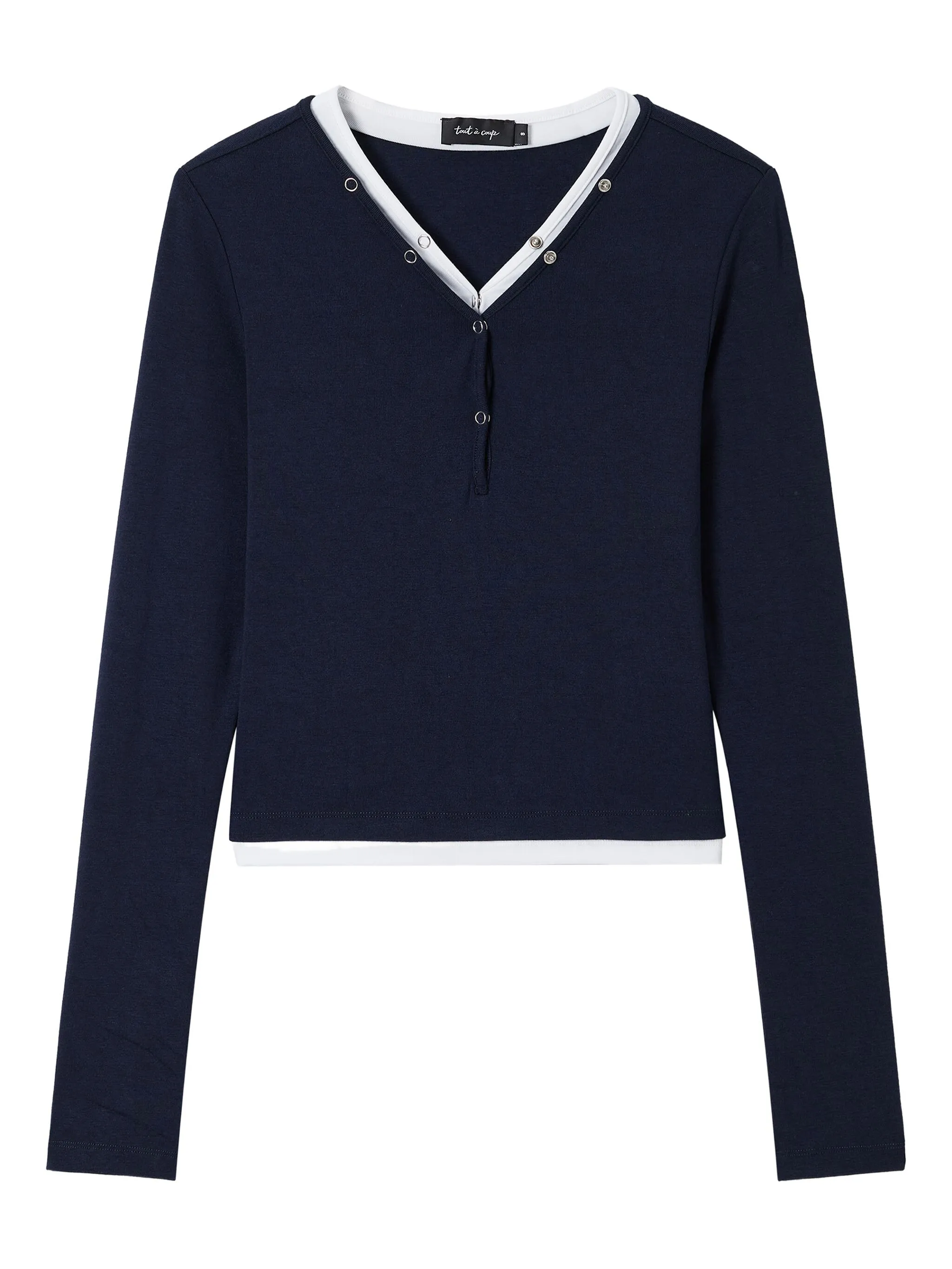 

Футболка с V-образным вырезом и длинными рукавами Tout A Coup, синий