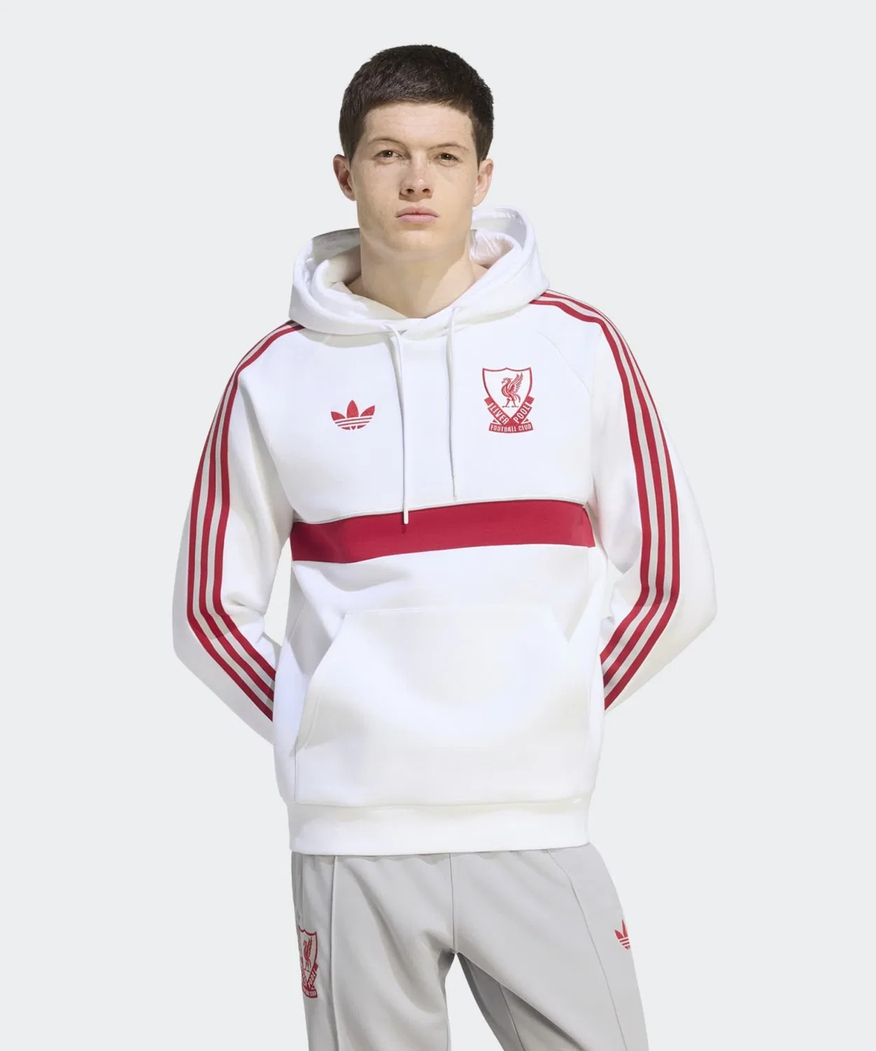 Мужской флисовый худи с длинным рукавомLiverpool FC Originals Adidas, Белый