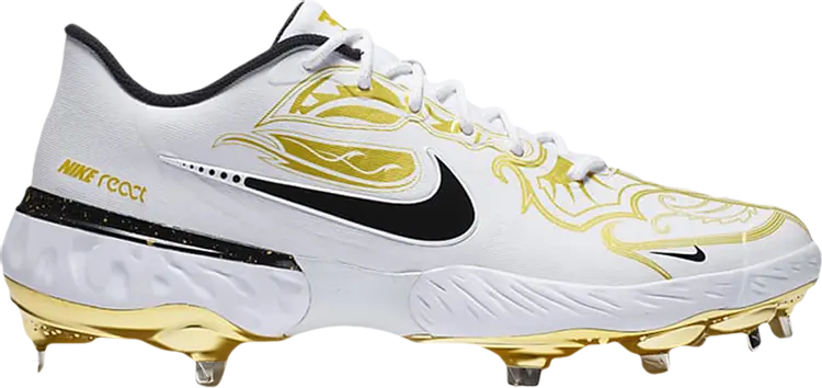Бутсы Nike Alpha Huarache Elite 3 Low Premium 'White Metallic Vivid Gold', белый — фото 2