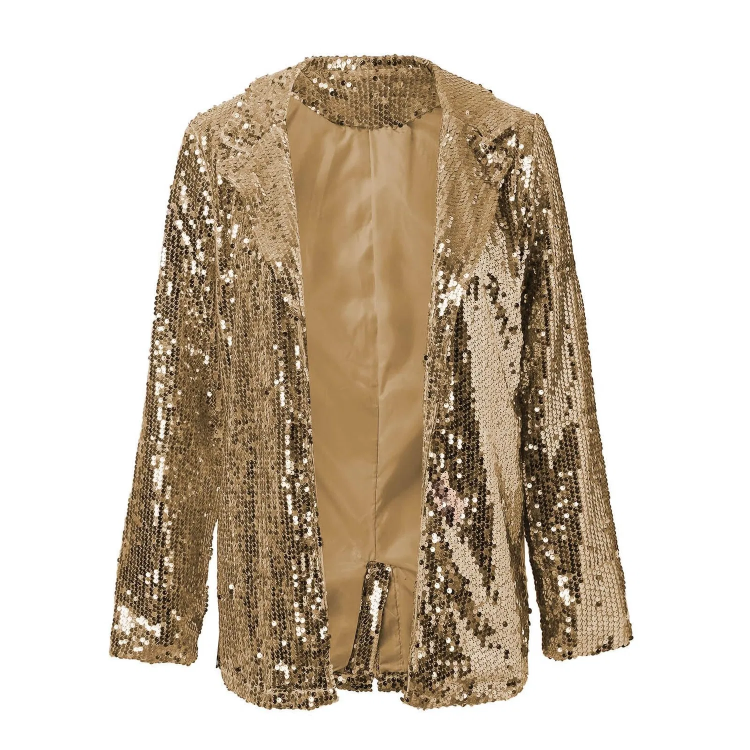 Женская куртка с пайетками Aviator Leather Jacket, gold — фото 4