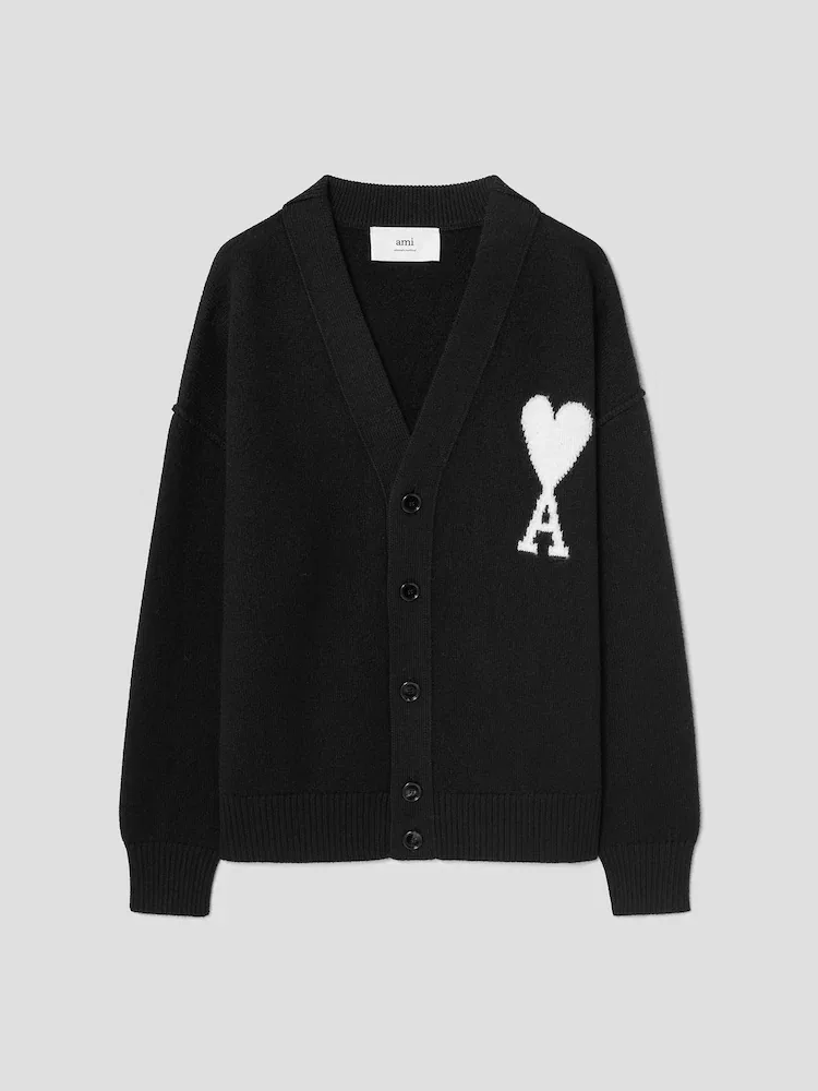 Кардиган из фетра с интарсией ADC, Black AMI PARIS