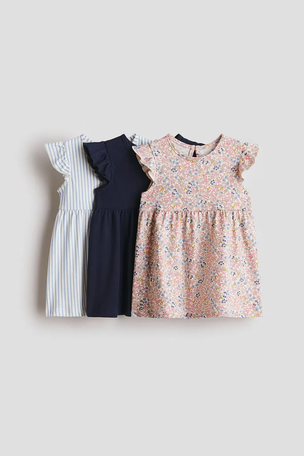 Комплект из 3 хлопковых платьев с принтом H&M, Hellrosa/Geblümt